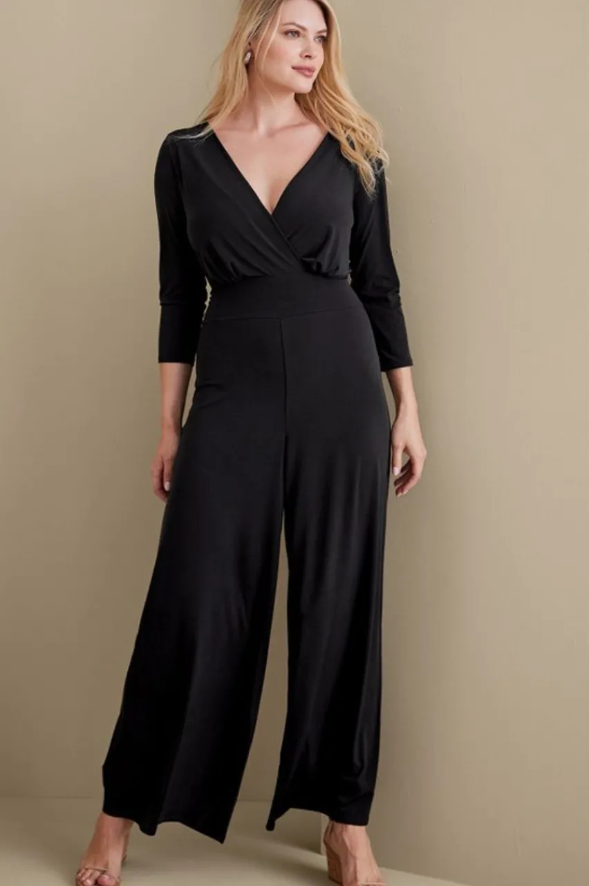Soft Surroundings 3/4 Sleeve Penelope Jumpsuit- Dresses|Jumpsuits