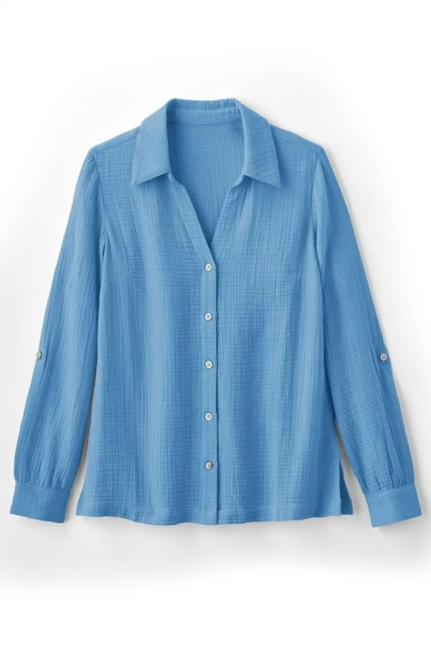 Soft Surroundings Addison Gauze Big Shirt- Tops