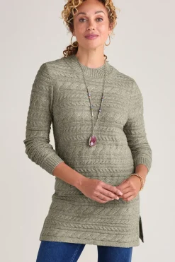 Soft Surroundings Alena Cable Sweater Tunic- Tops|Sweaters & Cardigans