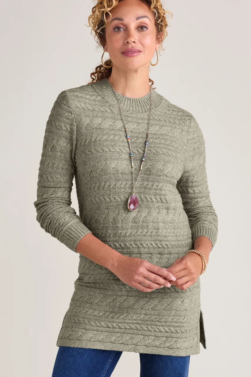 Soft Surroundings Alena Cable Sweater Tunic- Tops|Sweaters & Cardigans