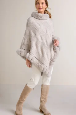 Soft Surroundings Alexi Cable Knit Poncho- Scarves & Wraps