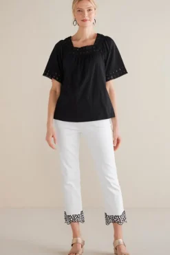 Soft Surroundings Brianna Crochet Knit Tee- Tops