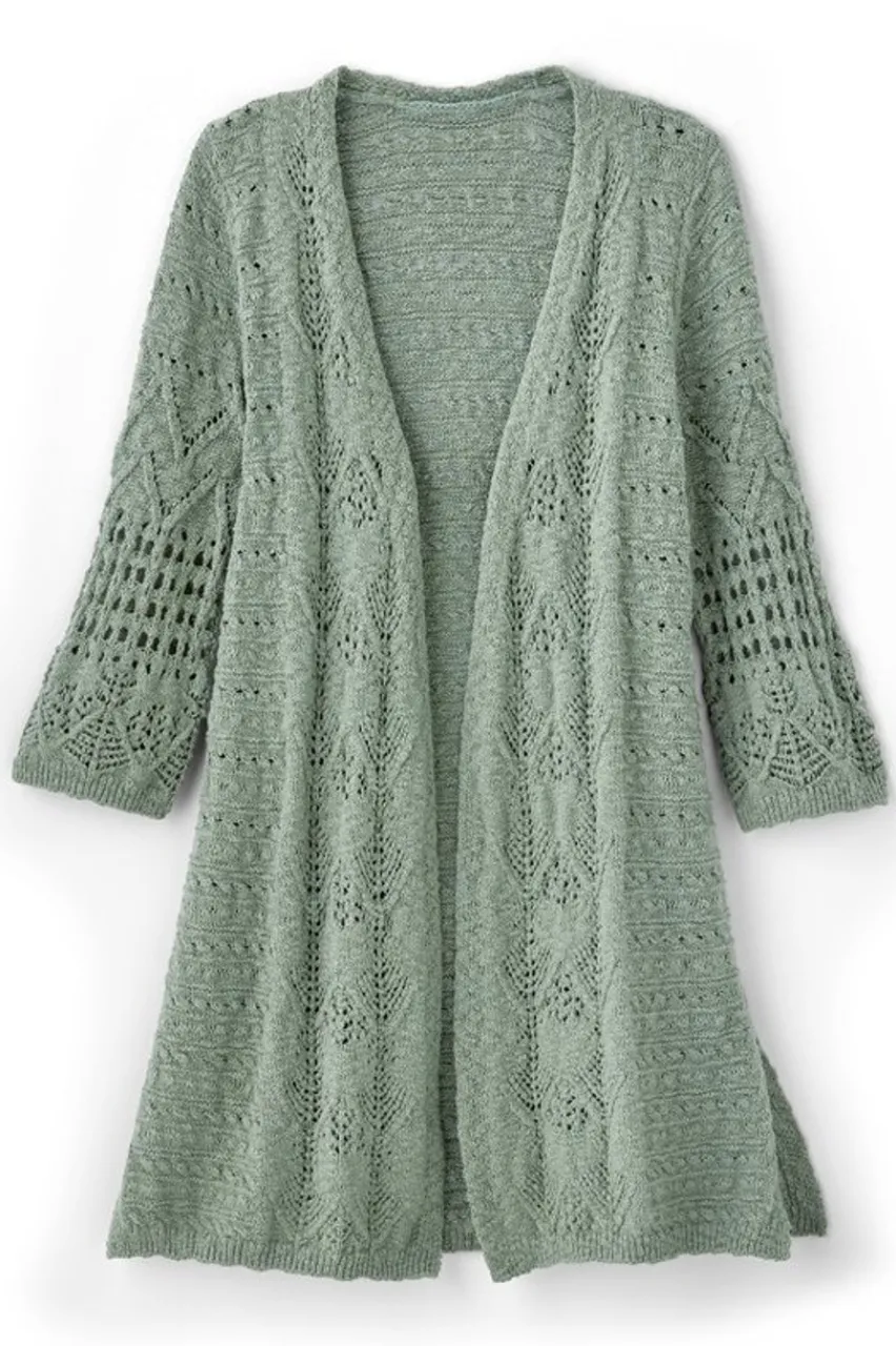 Soft Surroundings Calistoga Pointelle Cardigan- Tops|Sweaters & Cardigans