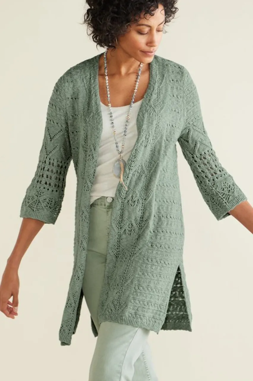 Soft Surroundings Calistoga Pointelle Cardigan- Tops|Sweaters & Cardigans