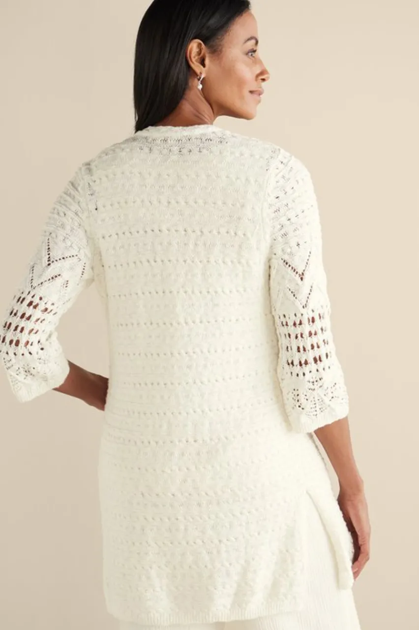 Soft Surroundings Calistoga Pointelle Cardigan- Tops|Sweaters & Cardigans