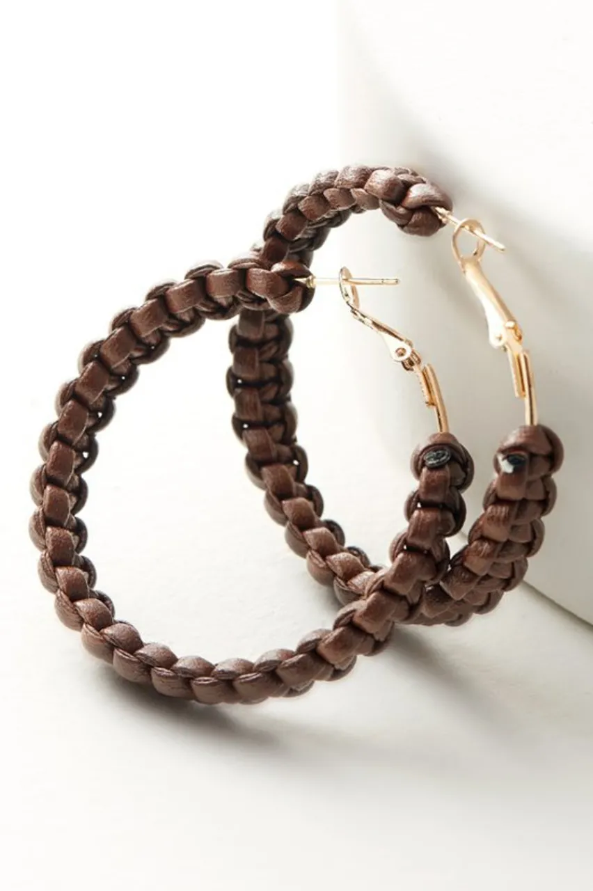 Soft Surroundings Charlotte Leather Hoop Earrings- Jewelry|Earrings