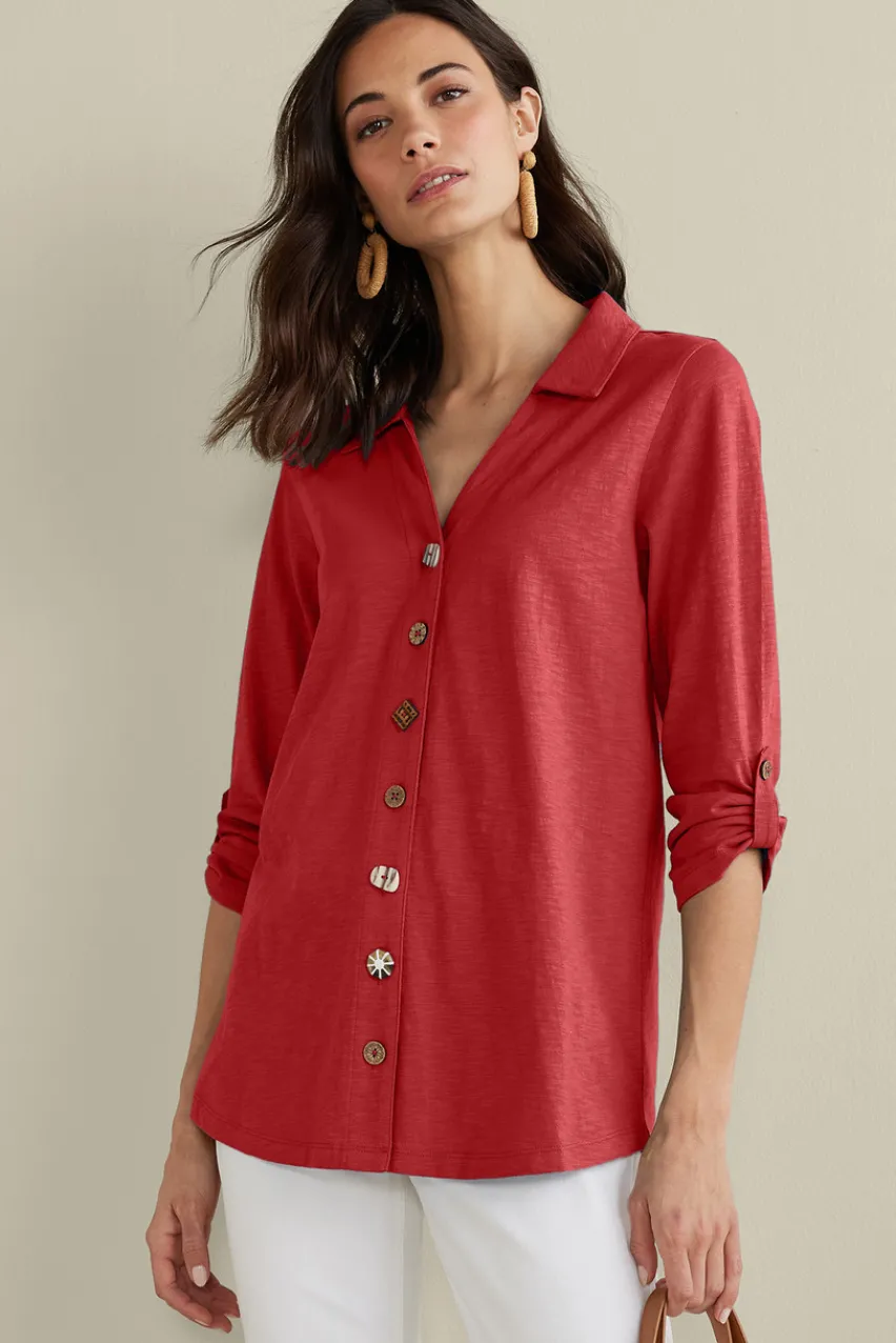 Soft Surroundings Danielle 3/4 Sleeve Tunic- Tops|Tunics & Leggings