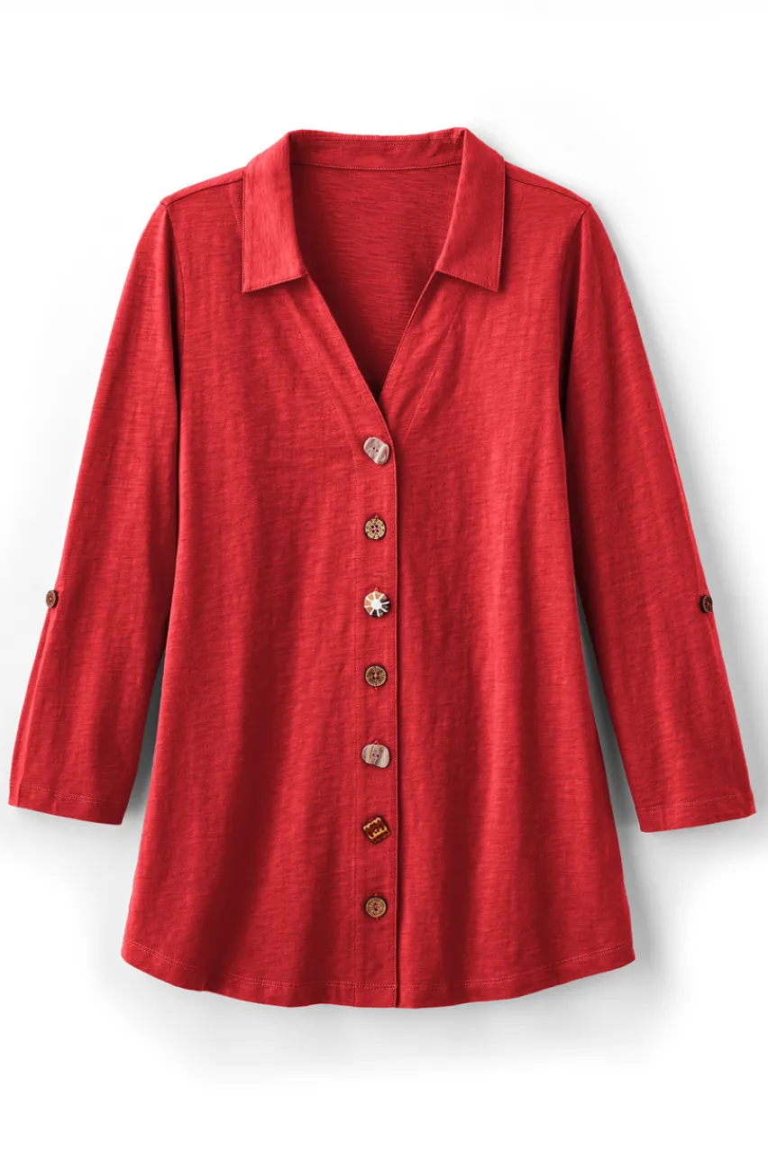 Soft Surroundings Danielle 3/4 Sleeve Tunic- Tops|Tunics & Leggings