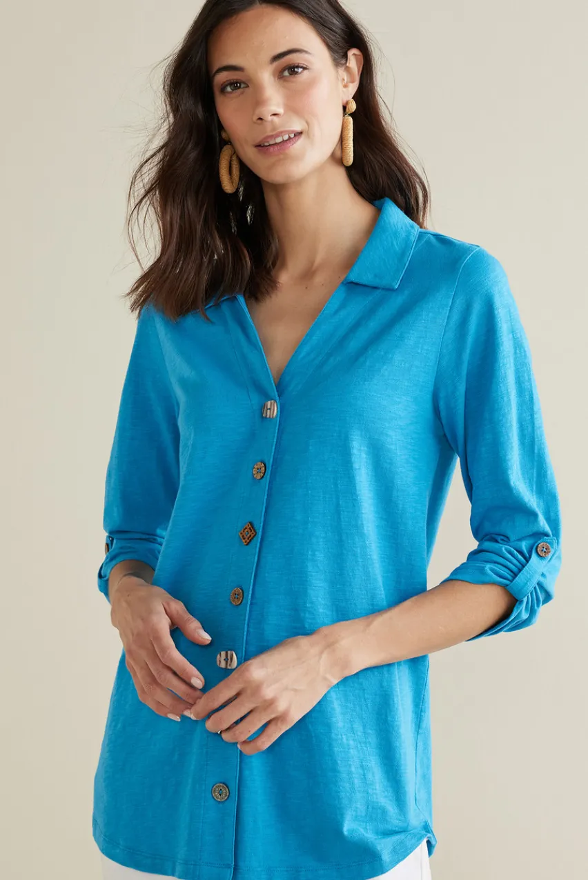 Soft Surroundings Danielle 3/4 Sleeve Tunic- Tops|Tunics & Leggings