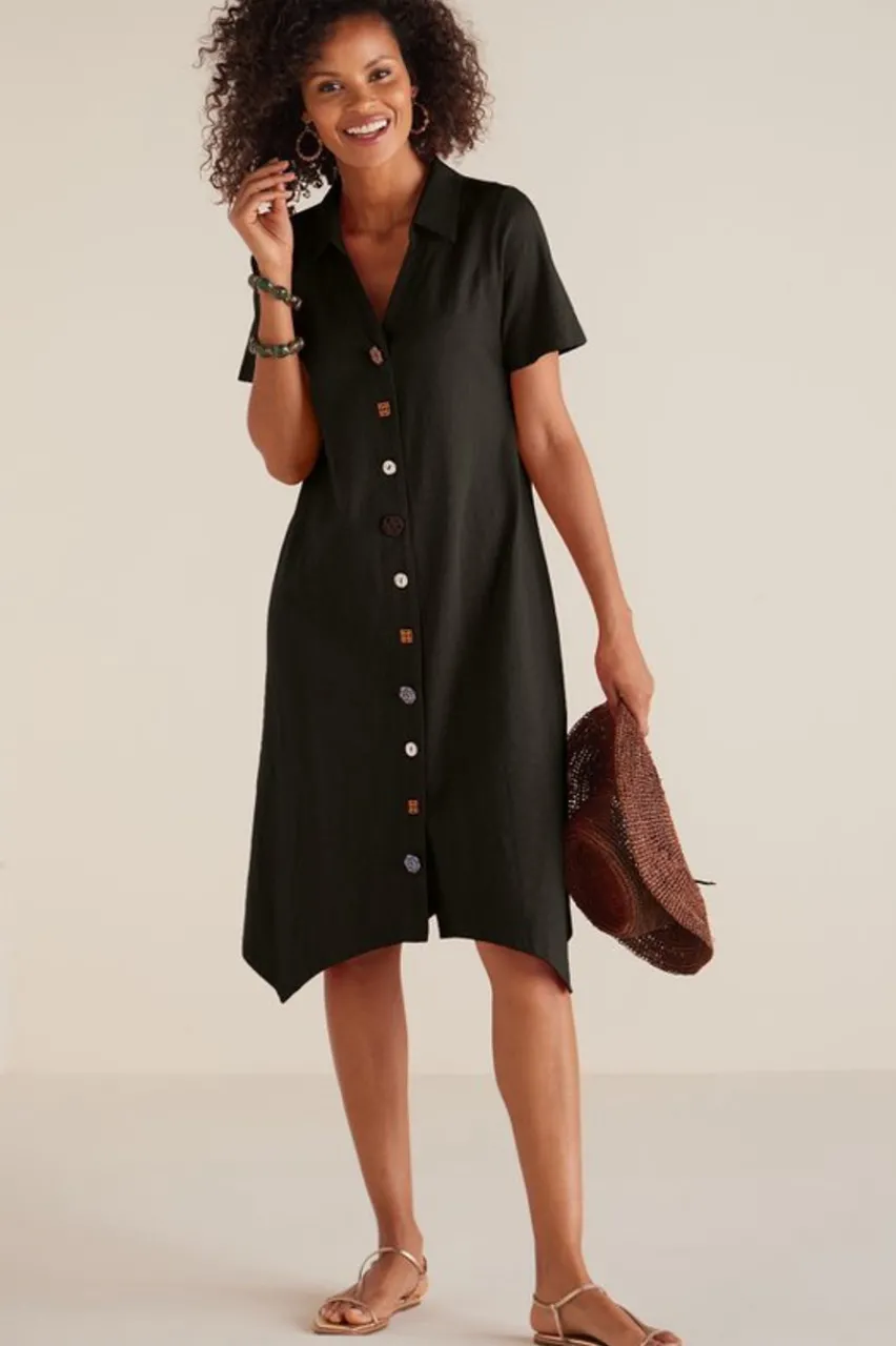 Soft Surroundings Danielle Button Dress- Dresses