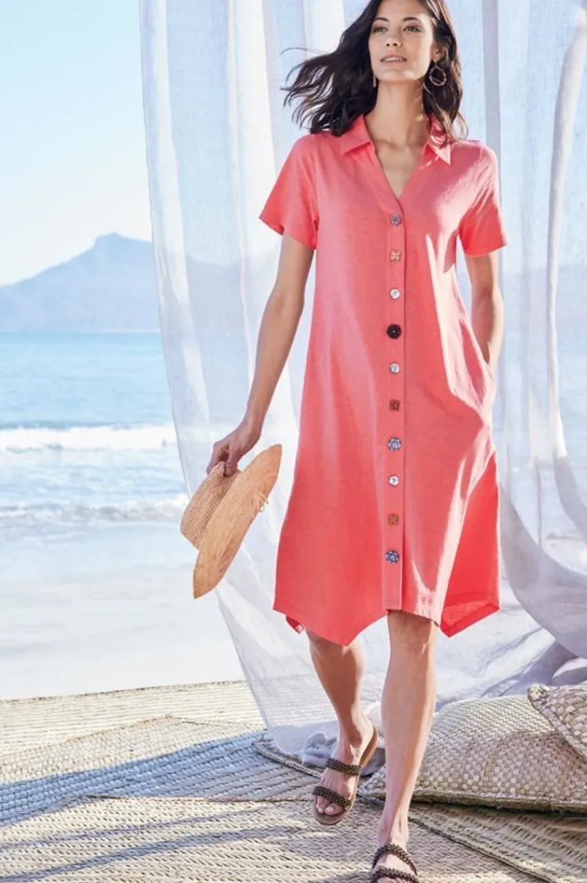 Soft Surroundings Danielle Button Dress- Dresses
