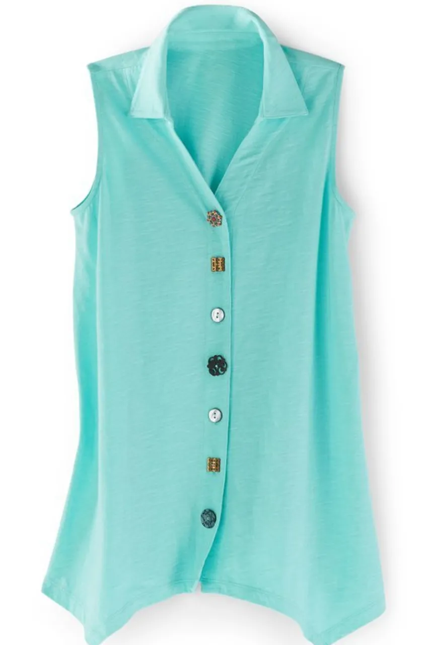 Soft Surroundings Danielle Button Tank- Tops