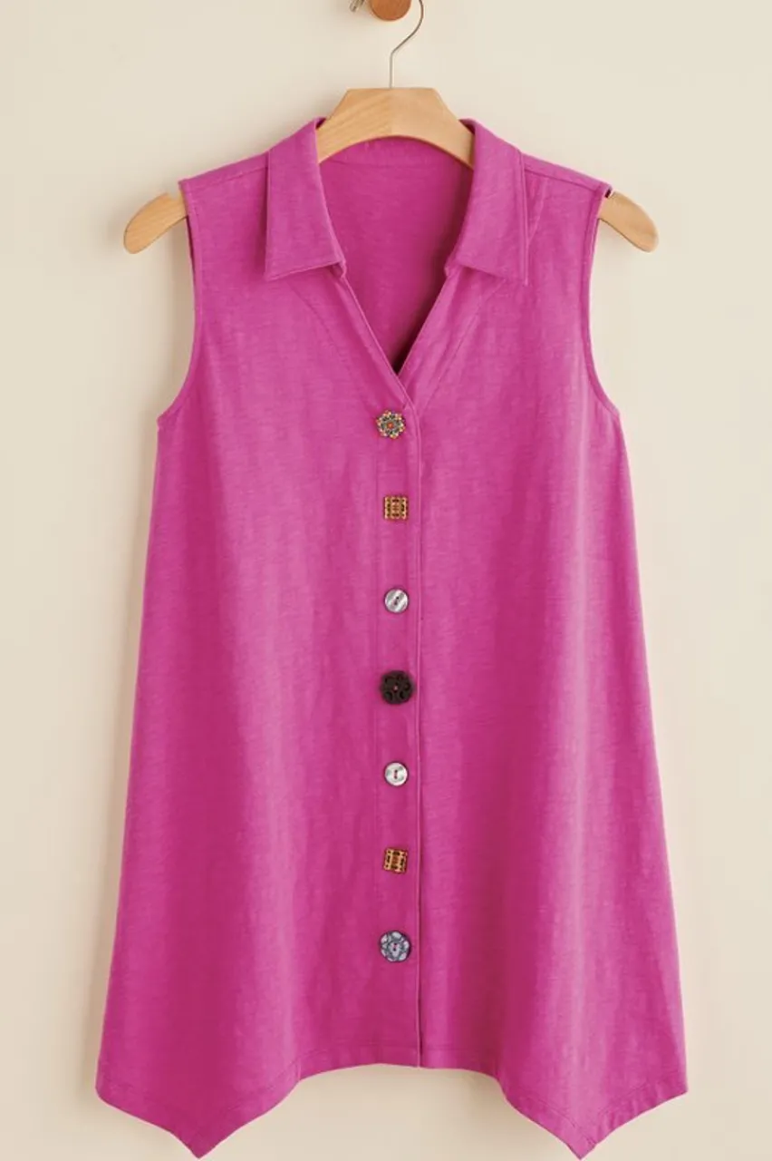 Soft Surroundings Danielle Button Tank- Tops