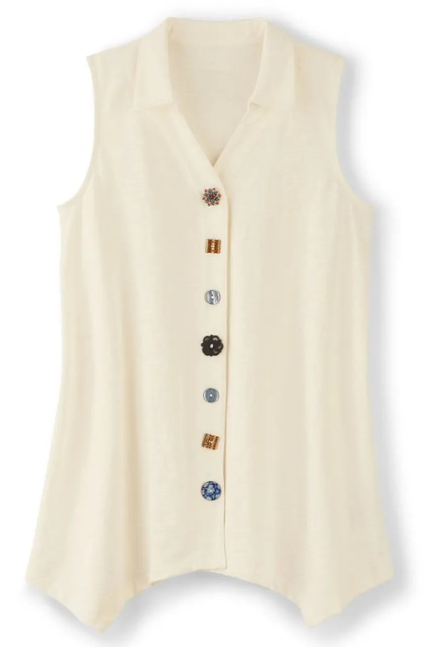 Soft Surroundings Danielle Button Tank- Tops