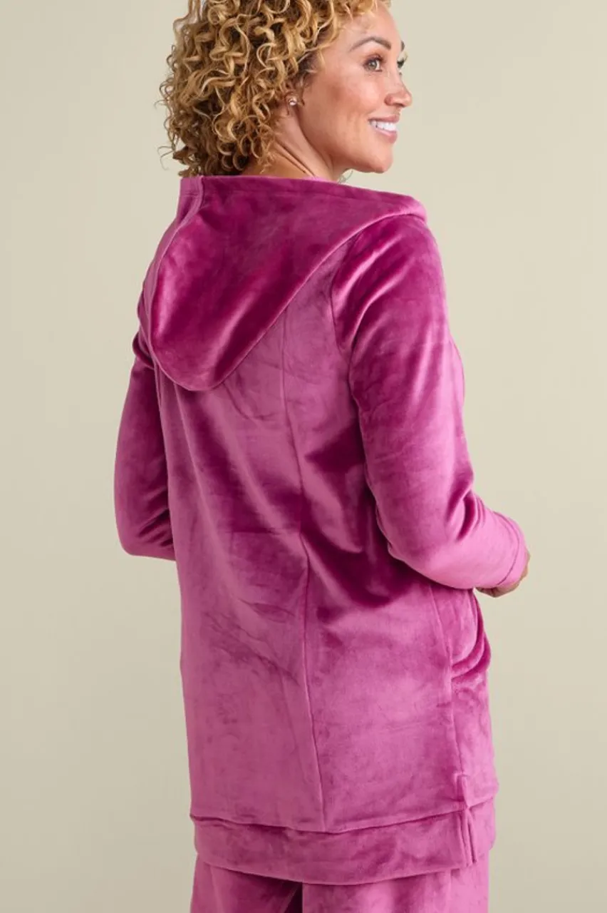 Soft Surroundings Dixie Velour Zip Hoodie Tunic- Tops