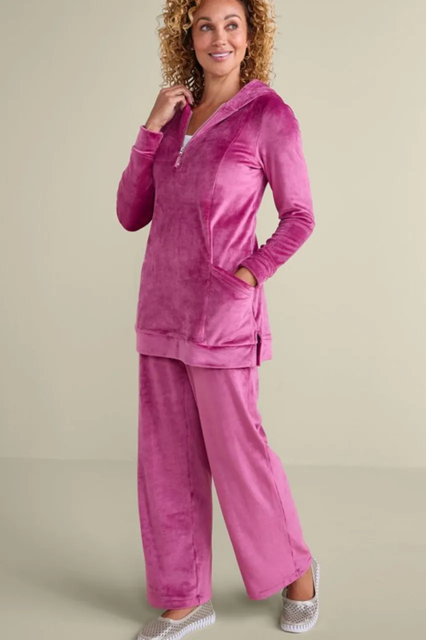 Soft Surroundings Dixie Velour Zip Hoodie Tunic- Tops