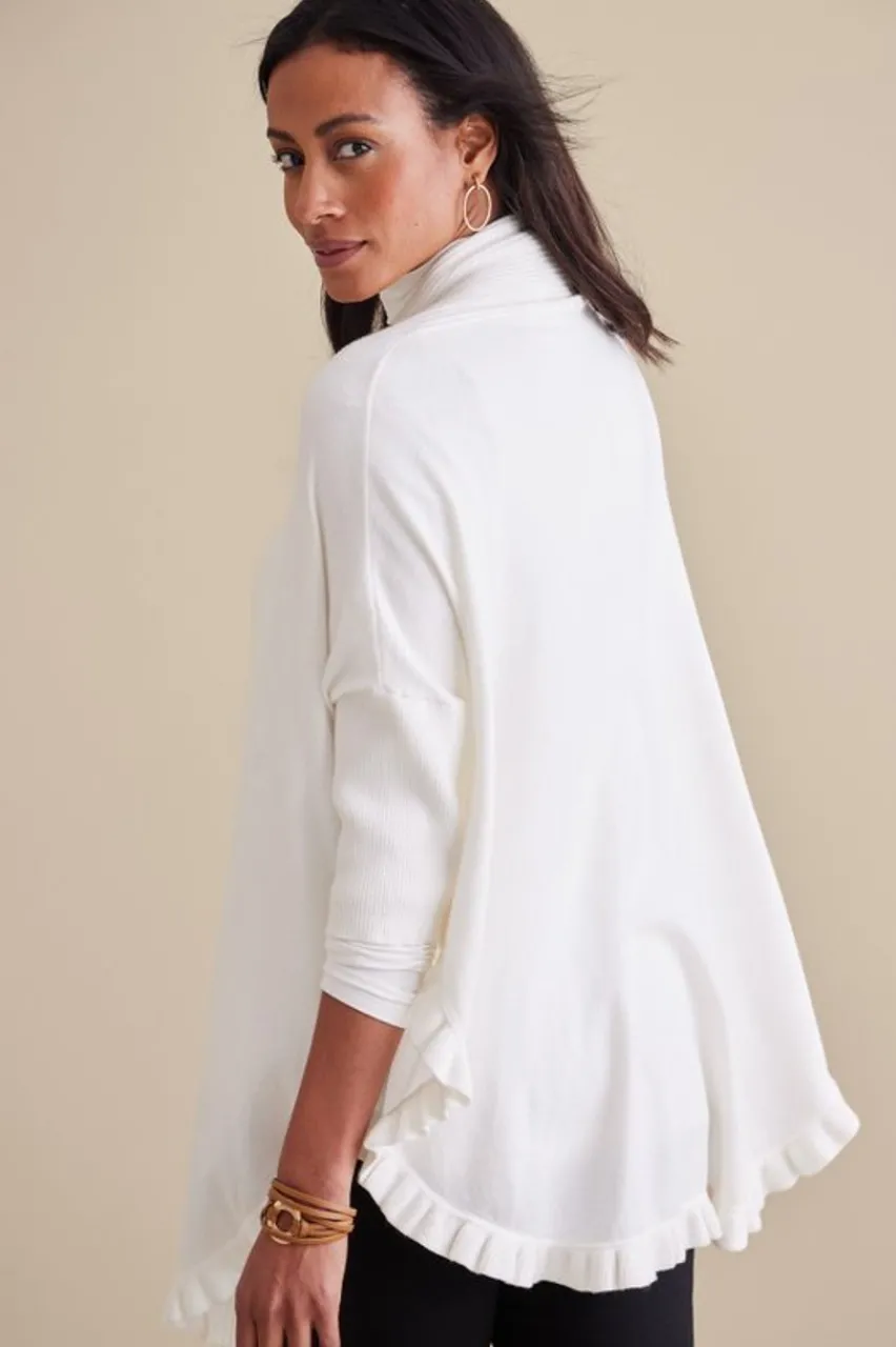 Soft Surroundings Draped Ruffle Cardigan- Tops|Toppers