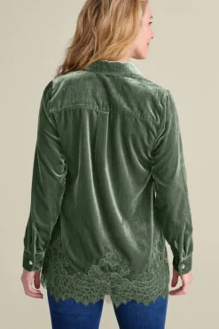 Soft Surroundings Eden Velvet and Lace Shirt- Tops