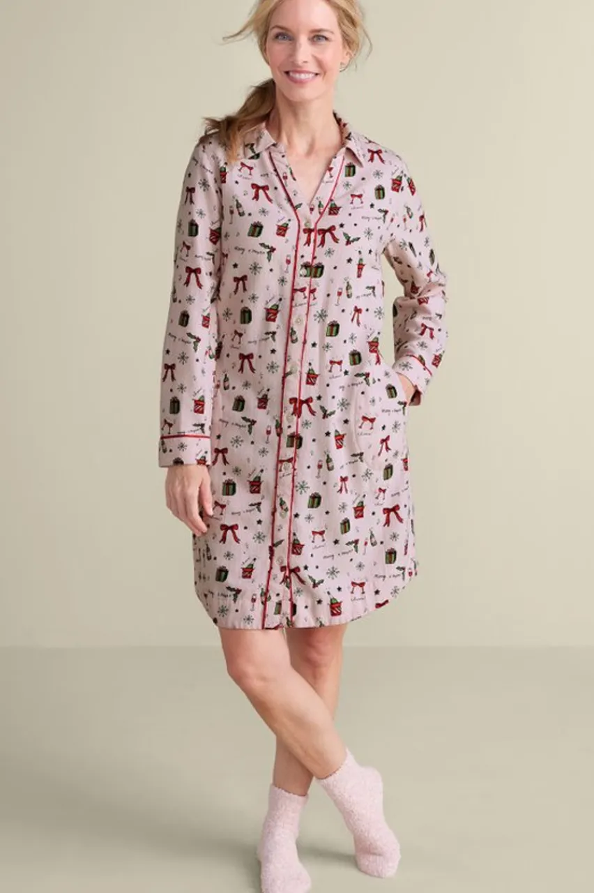 Soft Surroundings Festive Finley Sleep Shirt- Sleepwear & Lounge
