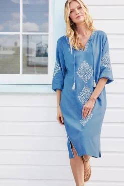 Soft Surroundings Hasana Linen Blend Midi Dress- Dresses