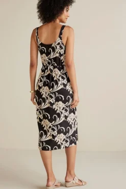 Soft Surroundings Isla Stretch Linen Midi Dress- Dresses