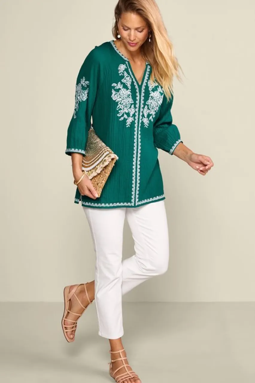 Soft Surroundings Katie Gauze Tunic- Tops|Tunics & Leggings