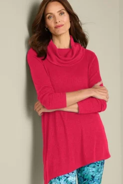 Soft Surroundings Kayla Rib Knit Cowl Neck Tunic- Tops