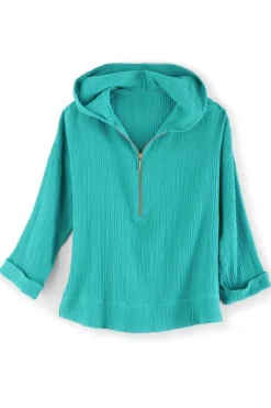 Soft Surroundings Kemia Gauze Hoodie- Tops