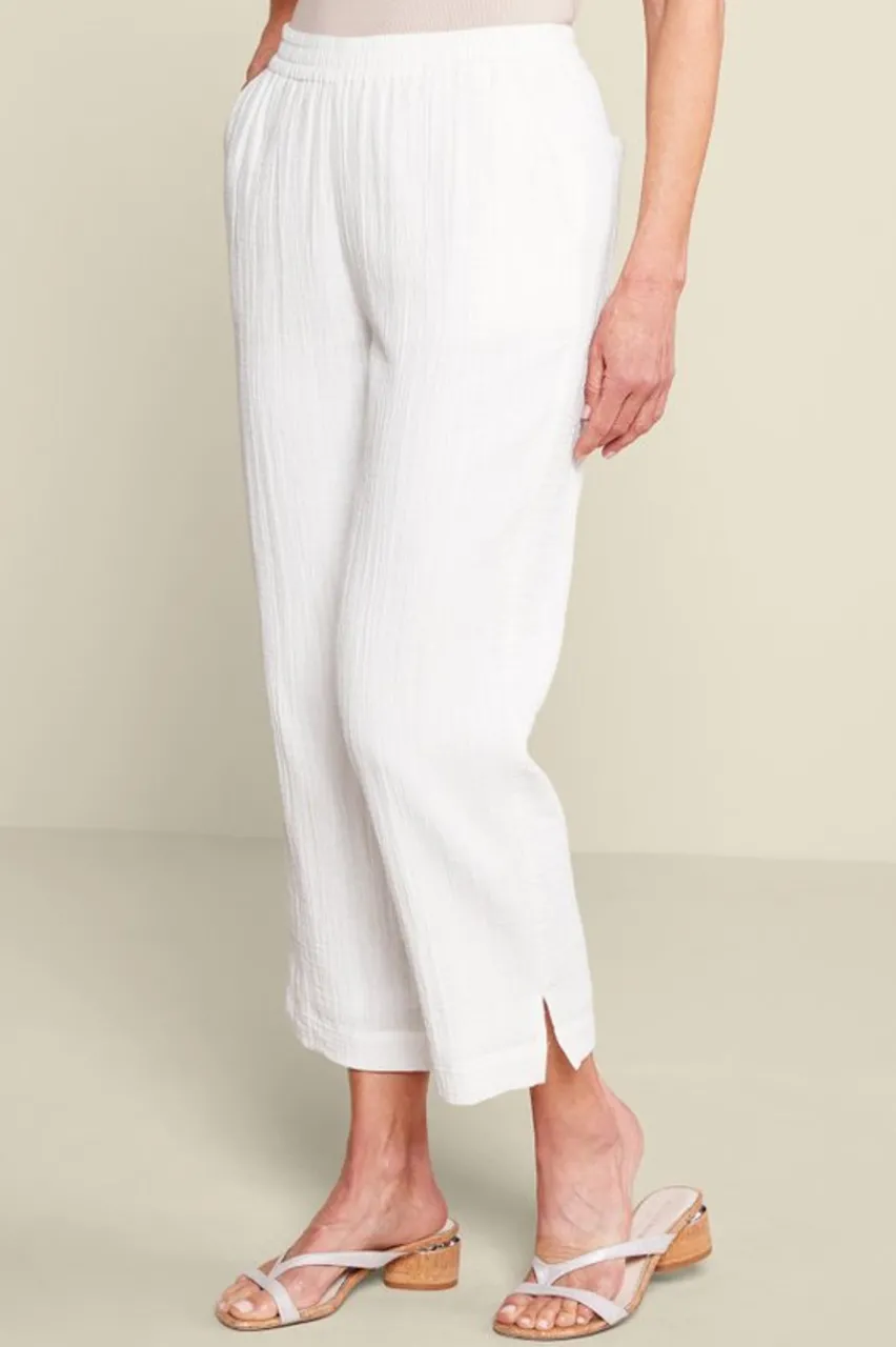 Soft Surroundings Khulani Straight Leg Gauze Crop Pants- Pants