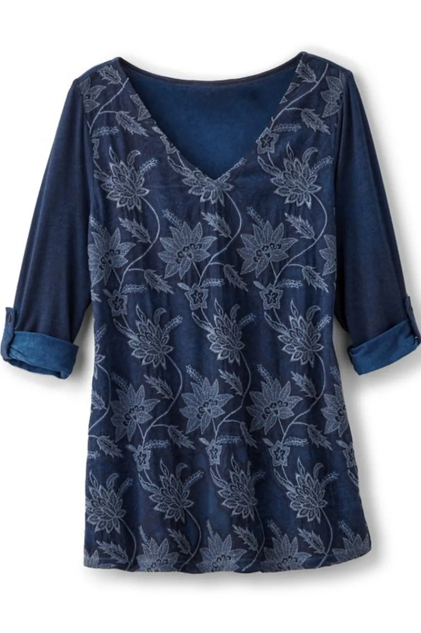 Soft Surroundings Kimbra Embroidered Tunic- Tops|Tunics & Leggings