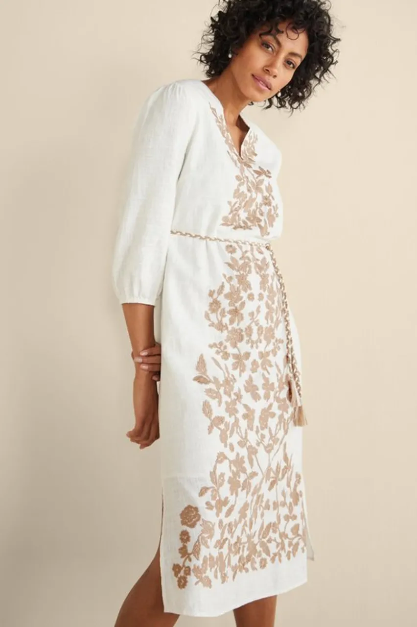Soft Surroundings Kimora Embroidered Midi Dress- Dresses