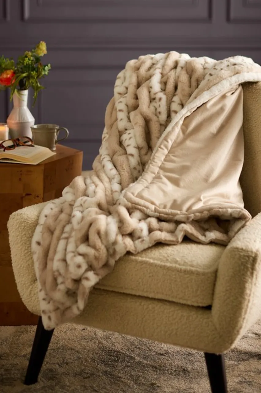 Soft Surroundings La Parisienne Faux Fur Throw- Bedding|Bedding Essentials