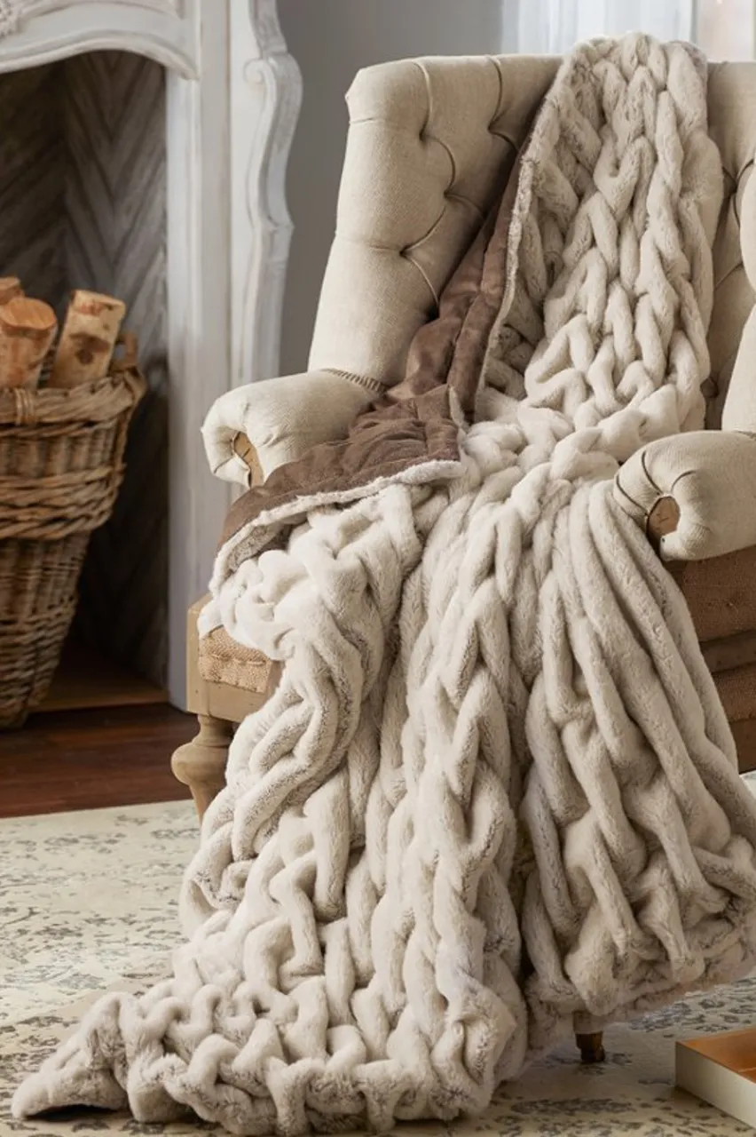 Soft Surroundings La Parisienne Faux Fur Throw- Bedding|Bedding Essentials