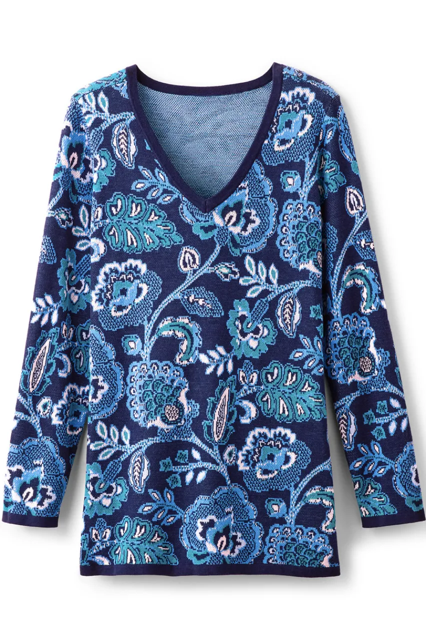 Soft Surroundings Leonor Jacquard Tunic Sweater- Tops|Sweaters & Cardigans