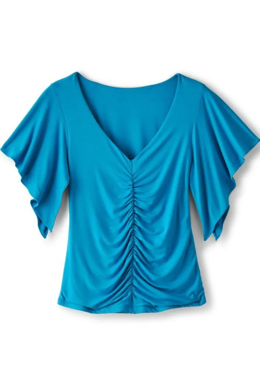 Soft Surroundings Leya Ruched Top- Tops