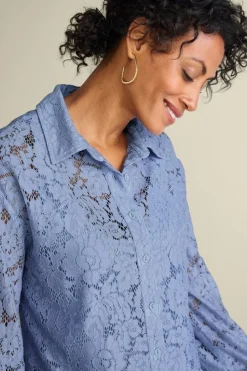 Soft Surroundings Lisa Lace Button Front- Tops