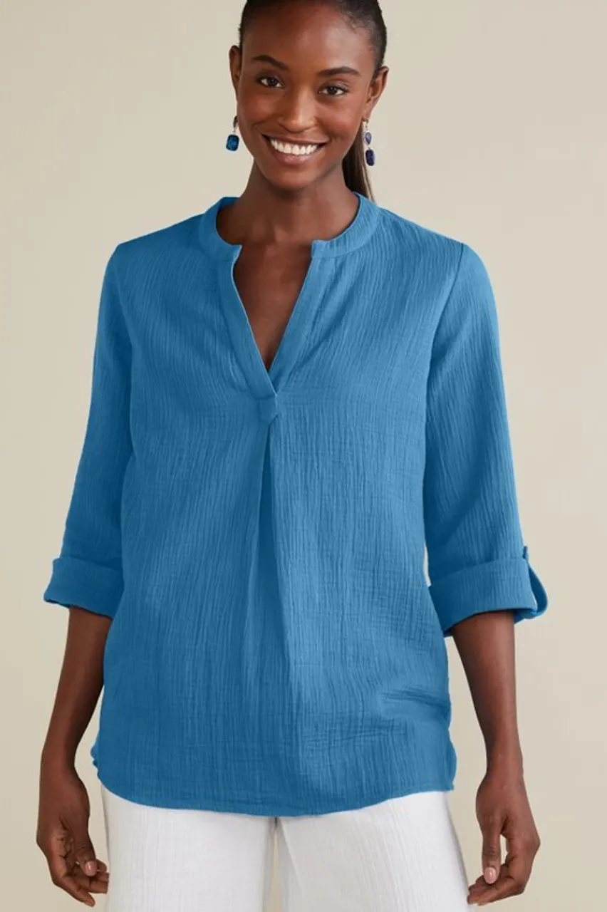 Soft Surroundings Marley Gauze Tunic- Tops|Tunics & Leggings