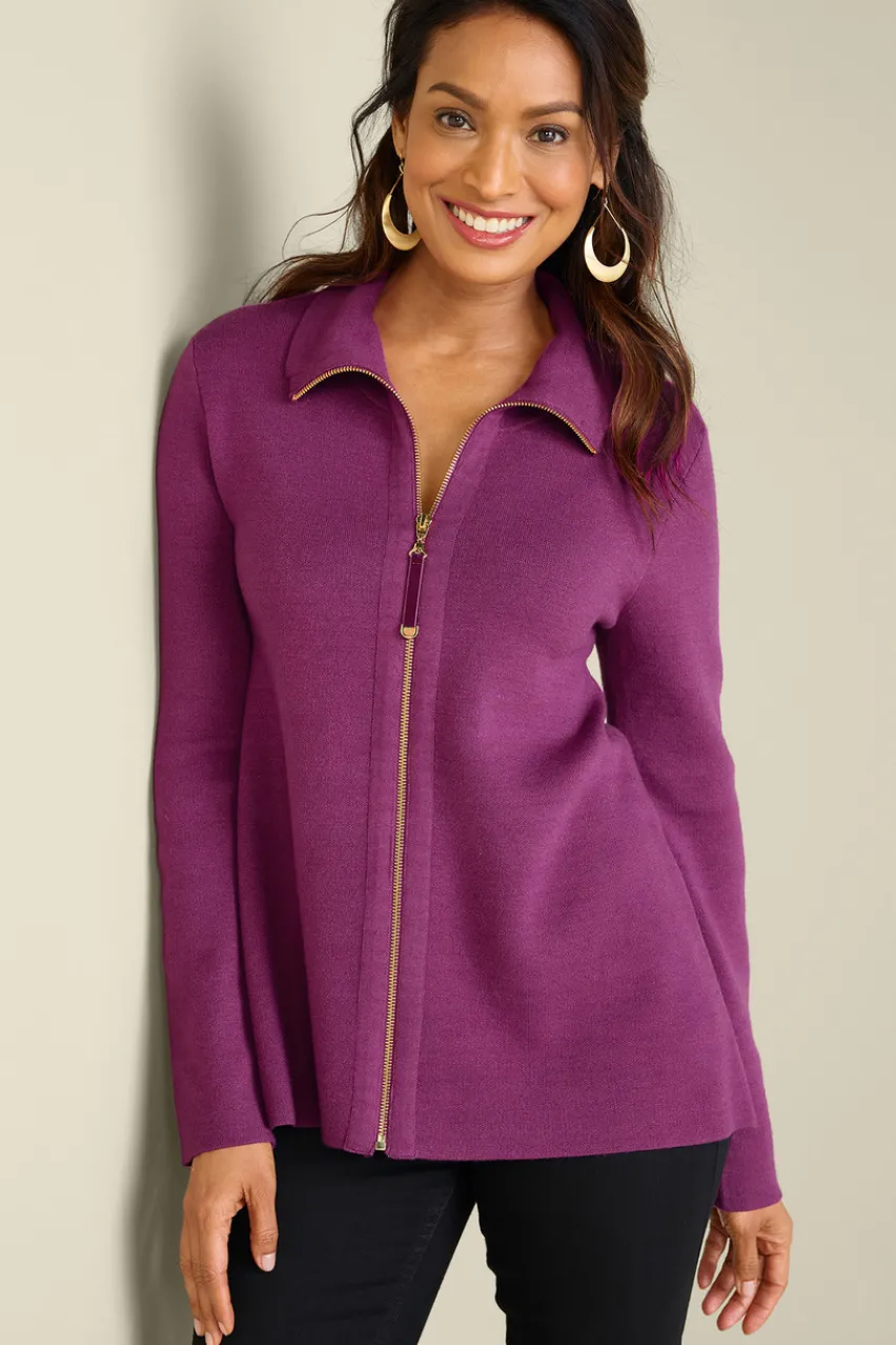 Soft Surroundings Meria Zip Cardi- Tops|Sweaters & Cardigans