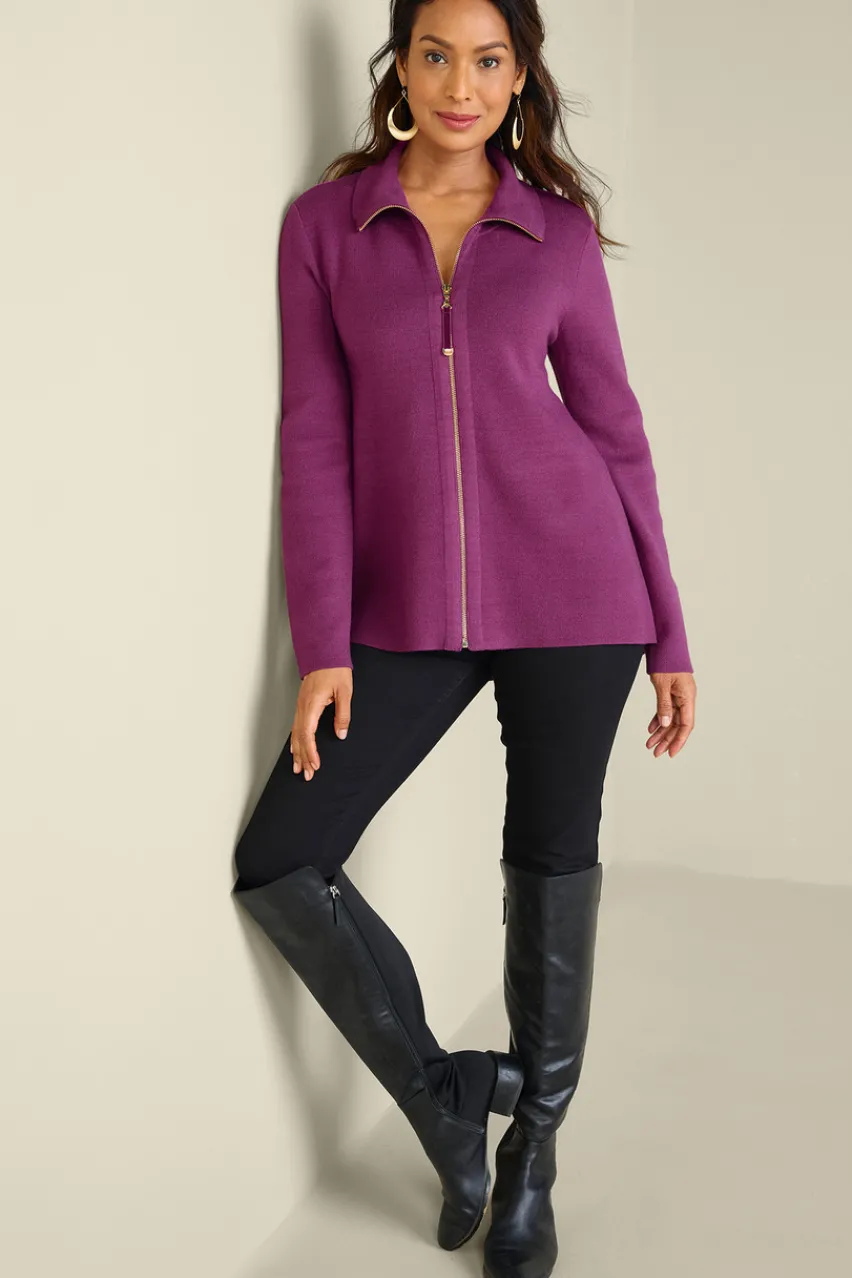 Soft Surroundings Meria Zip Cardi- Tops|Sweaters & Cardigans