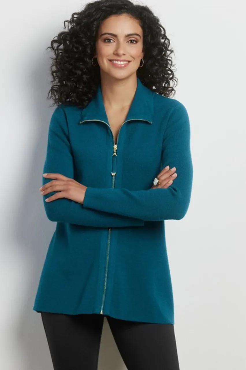 Soft Surroundings Meria Zip Cardi- Tops|Sweaters & Cardigans
