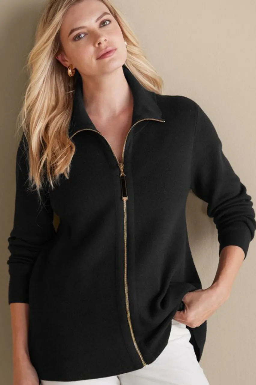 Soft Surroundings Meria Zip Cardi- Tops|Sweaters & Cardigans