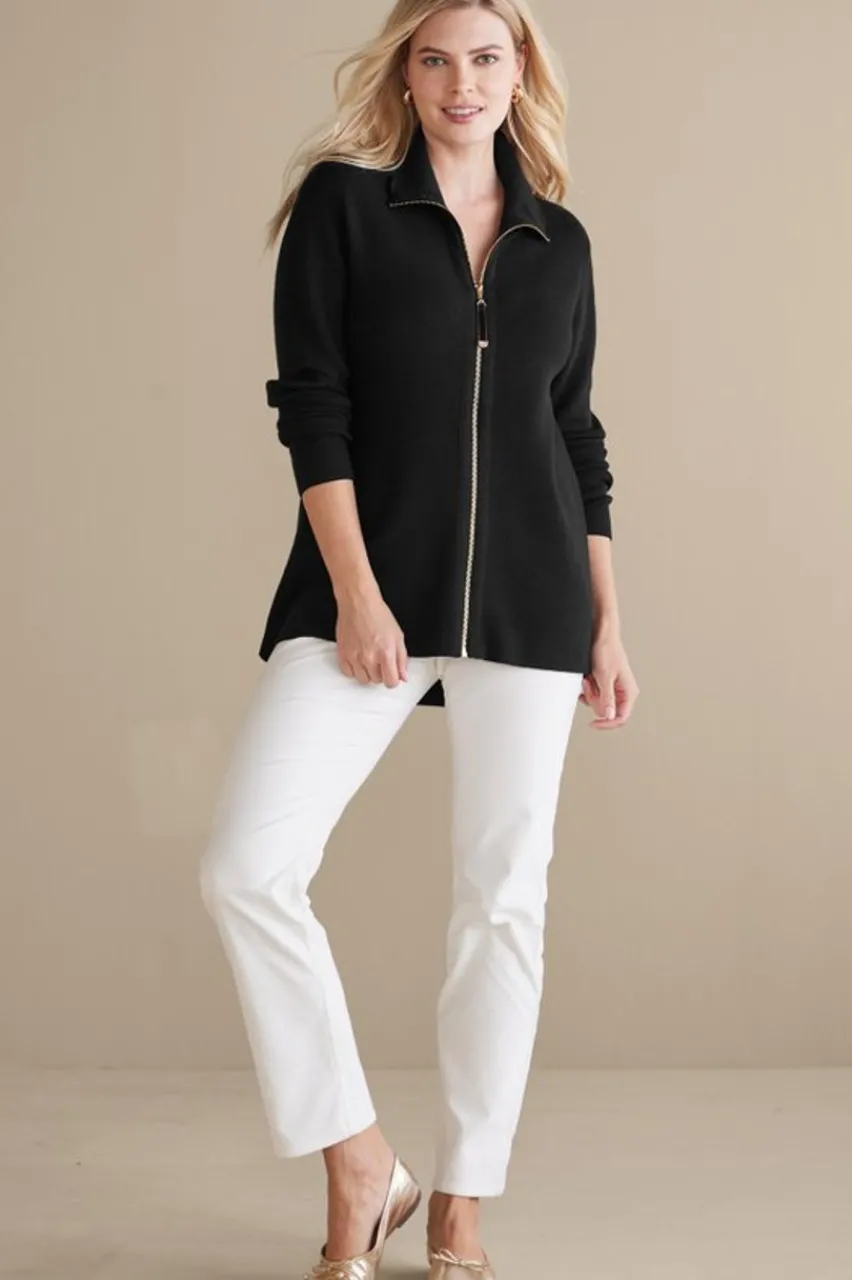 Soft Surroundings Meria Zip Cardi- Tops|Sweaters & Cardigans