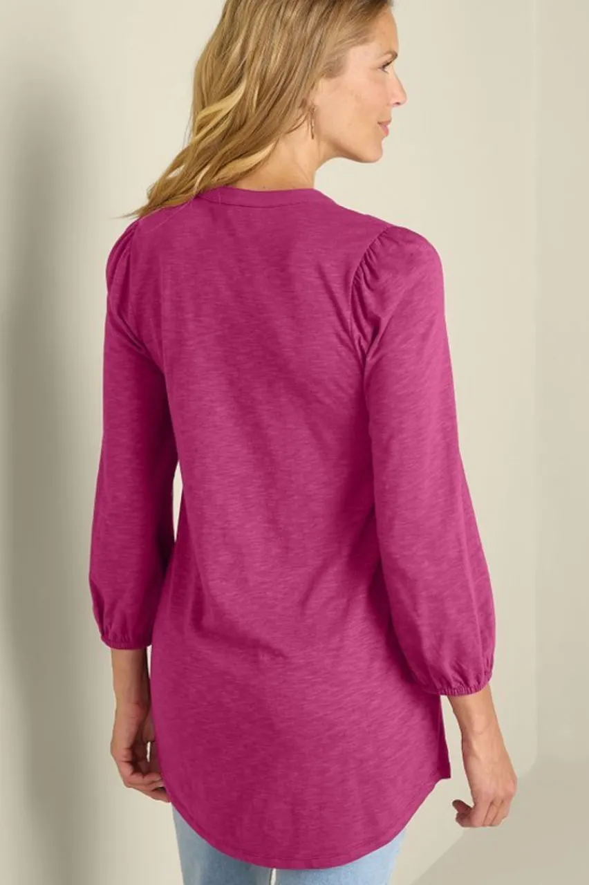 Soft Surroundings Mikaela Embroidered 3/4 Sleeve Tunic- Tops|Tunics & Leggings