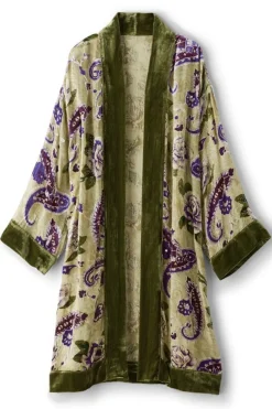Soft Surroundings Nomi Silk Blend Velvet Kimono- Toppers|Jackets & Coats