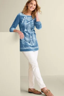 Soft Surroundings Nori Embroidered Velvet Tunic- Tops