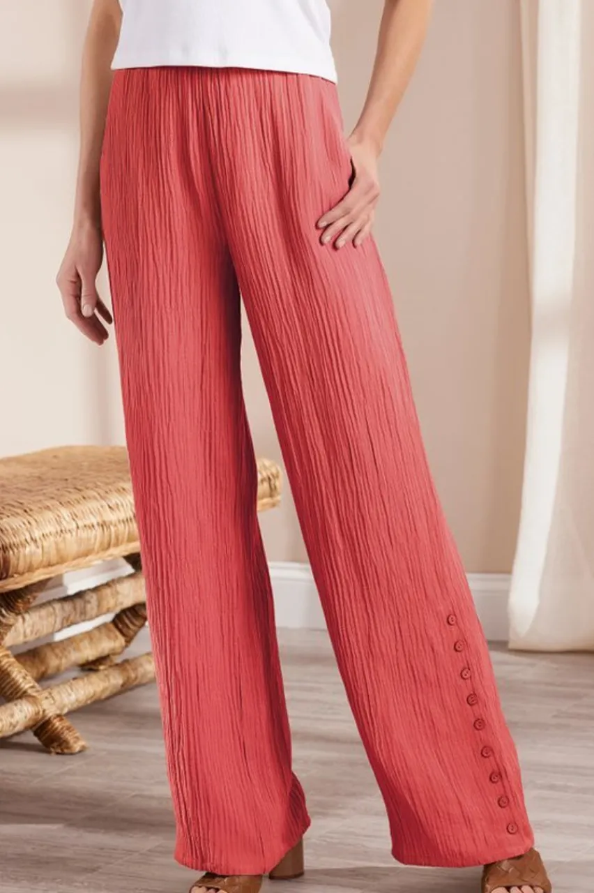 Soft Surroundings Oceo Gauze Wide-Leg Pants- Pants