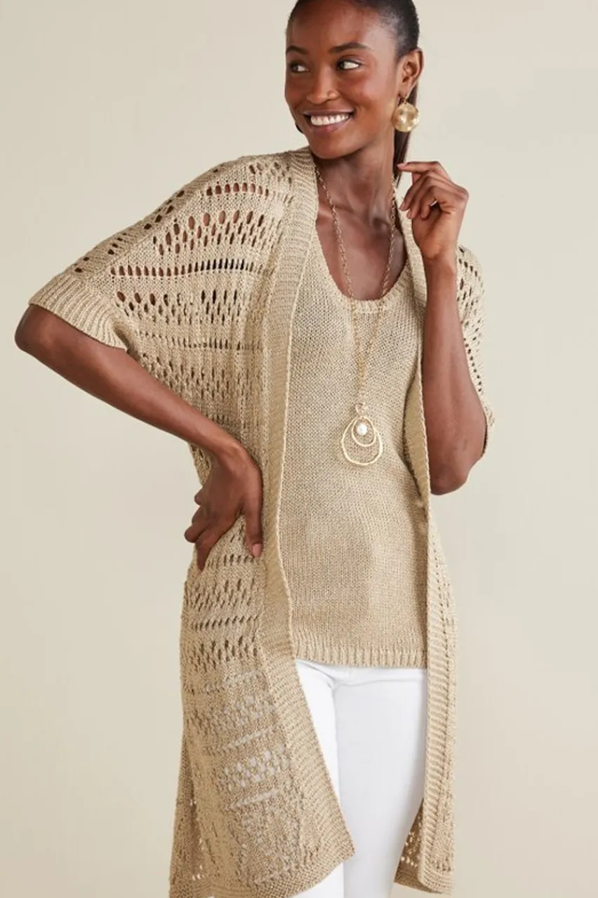 Soft Surroundings Opaline Shimmer Cardigan- Tops|Sweaters & Cardigans