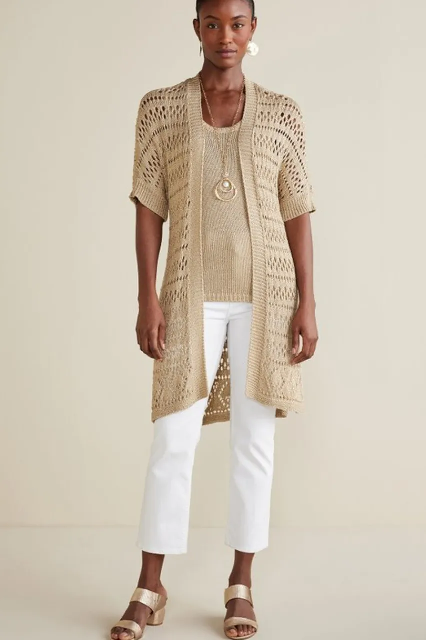 Soft Surroundings Opaline Shimmer Cardigan- Tops|Sweaters & Cardigans
