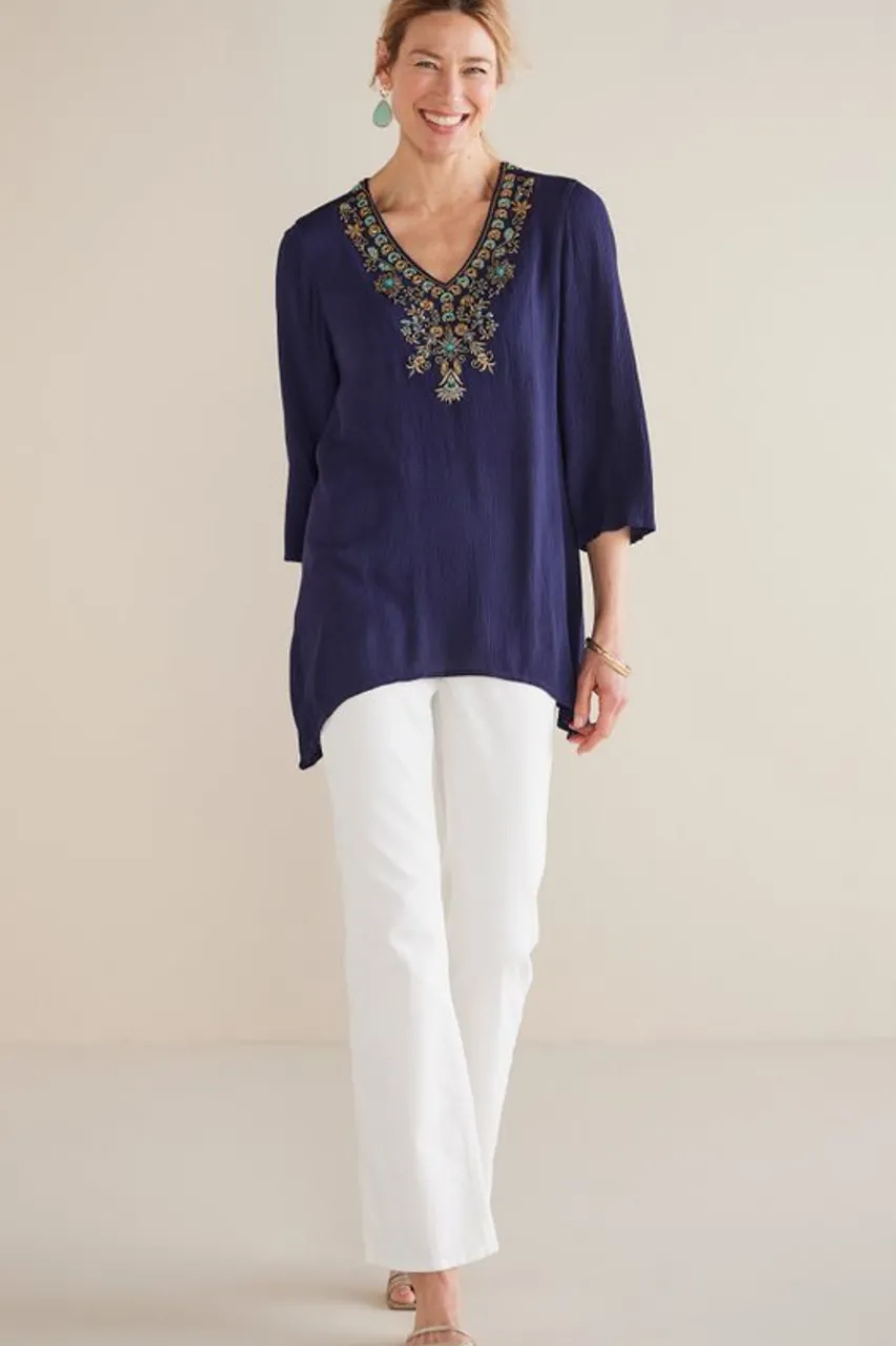 Soft Surroundings Paulina Gauze Pullover- Tops