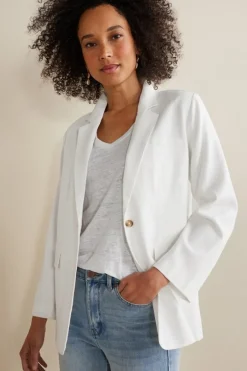 Soft Surroundings Portofino Linen Blend Boyfriend Blazer- Toppers|Dresses